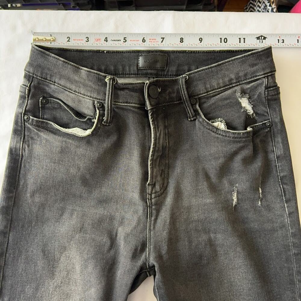 MOTHER The Rascal Ankle Snippet Jeans Sz 27 Stealing Shadows Distressed Denim - Picture 5 of 12